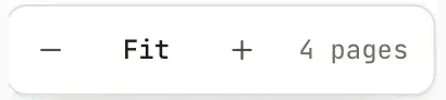 The zoom bar with a minus button, a Fit button, a plus button and the text 4 pages