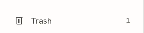 The Trash item in the sidebar with a count of 1