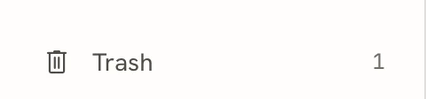 The Trash item in the sidebar with a count of 1